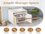 30" Bathroom Vanity with Ceramic Sink, Solid Wood Frame Bathroom Sink Cabinet with Adjustable Shelf, N710P293988K