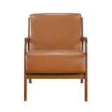 ZNTS Walnut Finish Sleek Design Accent Chair Brown Faux Leather Upholstery Modern Living Room Furniture B011P271961