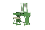 Unique Modern Bedroom Set w Stool Foldable Mirror Drawers Apple Green Color MDF Veneer 1pc B011111841