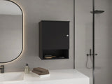 Medicine Cabinet 28.6" H, with 1 Door and 3 Shelves, Black B097P250858