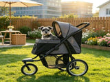 Gray 3-Wheel Pet Stroller for Small & Medium Dogs, Adjustable Canopy, Safety Tether, Storage 30589154
