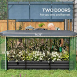 Gray Raised Garden Bed with Crop Cage and Shade Cloth 90.5" W x 43.25" D x 43.25" H 77136528