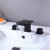 Waterfall Widespread Bathroom Sink Faucet,for 3 Hole 8 Inch Two Handles Bathroom Faucet DSDC783MB