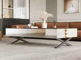Rectangular Mirror Coffee Table for Living Room with Storage and Metal Base, 2 drawers, Black High N735P350387B