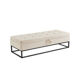 58.6" Bed Bench Metal Base with Storage Beige Velvet W1097119558