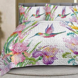 Colorful Bird Flower Design Quilt Set 3 Pieces King Size Soft Warm Bedding Set Include 1 Quilt And 2 15988841