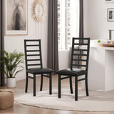 Metal Dining Chairs Set of 2, Steel Legs and PU Leather Seats, High Back Armless Dining Chairs, for W757P232710