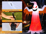 8FT Halloween Inflatable White Ghost - Rotatable Colorful LED Flame Lights, 190T Waterproof 76642105
