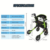 Rollator Walker for Seniors, Lightweight Foldable All Terrain Rolling Walker with seat, Aluminum T3815P363146