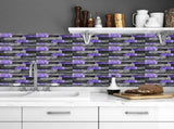 24 Sheets Peel and Stick Backsplash Marble Wall Tiles Waterproof Oilproof Purple Glossy Imitation 03610989