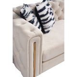 Chesterfield Modern Tufted Velvet Living Room Sofa, 84.25''W Couch,Cream W57964660