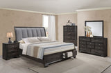 1pc Contemporary Dark Wood Grain Finish Metal Knobs Storage Drawers Tall Chest Wooden Gray B2741P325738