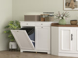 White Laundry Hamper Cabinet 2 Tilt-Out Baskets, 2 Drawers, Sturdy Home Storage Unit 46042713