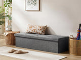 43" Foldable Storage Ottoman Bench Linen Footrest Stool with Foam Padded Seat, Gray 88168792