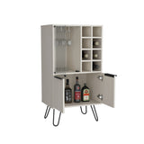 Aster 23" Wide Double Door Bar Cabinet and Glass door comparment, Eight bottle cubbies and stemware B200P235829