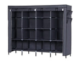 67" Clothes Closet Portable Wardrobe Clothes Storage Rack 12 Shelves 4 Side Pockets Gray 63742682