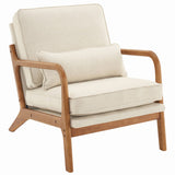 Oak Armrest Oak Upholstered Single Lounge Chair Indoor Lounge Chair Off-White 27168423