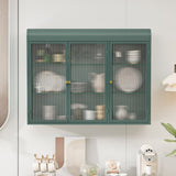 3 Door Arched Wall Mounted Glass Cabinets for Kitchen, Living Room and Bathroom W757P221504