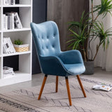 ZNTS Doarnin Contemporary Silky Velvet Tufted Button Back Accent Chair, Blue T2574P164266