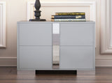 Elegant Nightstand with Metal Foot, Mirrored Bedside Table with 2 Drawers for Bedroom, Living Room, 13916632