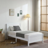 ZNTS Twin Pine Single-Layer Core Vertical Stripe Full-Board Curved Bed Head With The Same Bed Foot White 57053840