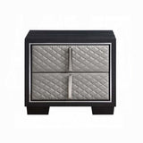 ZNTS Silver and Black 2-Drawer Nightstand B062P209013