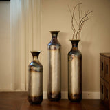 Floor metal vase modern style decoration droplet shaped white metal vase 3-piece set gorgeous W2796P290476