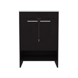 Lorenzo Floor Vanity With Four Drawers And Two Open Shelves, Black B070P337153