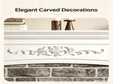 Fireplace TV Stand White Painted Top Washed White Melamine Cabinet, 178.3*40*92cm, 03325897