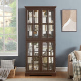 Curio Display Cabinet,Antique Display Cabinet with Glass Doors Adjustable Shelves for Collectibles W2275P231688