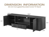 64-Inch Wavy TV Stand, Rounded Sideboard, Storage Cabinet, Wooden Vertical Stripe Cabinet for Living W1162P309020