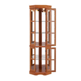 Corner Curio Cabinet with 5 Shelves and Lighting System, Oak W1693P183979