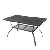 ZNTS 60*38*28.5in Iron With Umbrella Hole Patio Bar Table Black 15801327