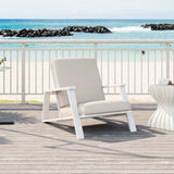 Patio Lounge Chair, Outdoor Club Chair with Beige Cushion and White Acacia Wood Frame N779P291591W