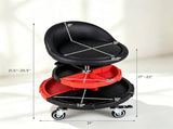 Height Adjustable Rolling Mechanic Stool with Backrest & 2 Removable Tool Trays, 360&deg Swivel 51592296