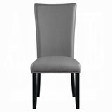 Modern Upholstered Side Chairs 2pc Set, Gray Synthetic Leather Nailhead Trim Black Legs Wooden B2741P336522