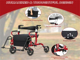 2-in-1 Rolling Walker & Wheelchair 6-Position Height Adjustment , 8" PVC Wheels, Folding 46860865