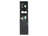 MDF With Triamine One Door One Drawer Three Compartments High Cabinet Bathroom Wall Cabinet Black 33920566