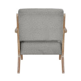 Modern Tufted Back Accent Chair 1pc Gray Upholstery Antique Finish Solid Rubberwood Unique Design B011P182499