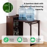 Bamboo Folding Desk, Desk for Small Space, Computer Desk with Hidden Storage, Mid Century W2641P365763