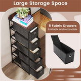 Modern Minimalist Chest of Drawers - 5 Drawers Countertop, Industrial Wood Top, Versatile as Side 52539284