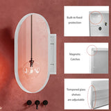 20x34 Inch Oval Recessed Medicine Cabinet, Metal Framed Bathroom Wall Cabinet with Mirror and W1435P201161