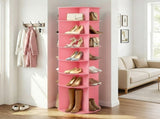 7-tier, 360&deg rotating wood-plastic composite shoe rack, 60*60*184cm, pink 24690720