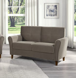 Brown Velvet Upholstery 1pc Comfort Loveseat Plush Seatbacks Tufted Detail Solid Wood Frame Modern B011P204891