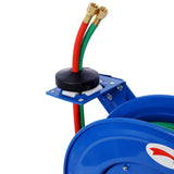 Welding Hose Reel Retractable 1/4 Inch x 50Foot Twin Oxygen Acetylene Rubber Hoses STD Duty Max W465140589