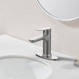 Brushed Nickel Single Handle Bathroom Faucet Deck For 1 or 3 Holes,Laundry Vanity Sink Faucet 14143299