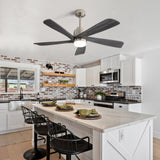 52 Inch Modern Ceiling Fan With Dimmable LED Light 5 Solid Wood Blades Smart Remote Control W934P264729