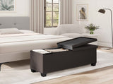 Ottoman with Storage Bench, 43-inch Storage Ottoman, Leather, Brown 55399533