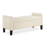 ZNTS Upholstered Tufted Button Storage Bench with nails trim,Entryway Living Room Soft Padded Seat with W2186139089