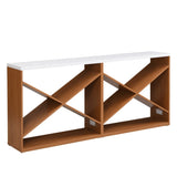70.87 inch Farmhouse Console Table, X Shape Detachable ExtraLong Table with Storage for Entryway, W2317P233342